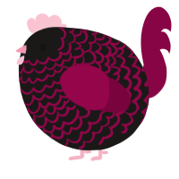 A sable and maroon chicken with a lace pattern