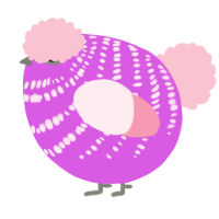 A orchid and rose chicken with a bar pattern