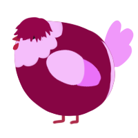 A maroon and lavender chicken with a head pattern