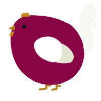 A maroon and white chicken