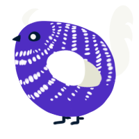 A indigo and white chicken with a bar pattern