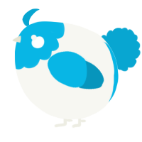 A white and cerulean chicken with a head pattern