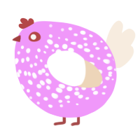 A lavender and cream chicken with a speckle pattern