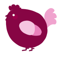 A maroon and pink chicken