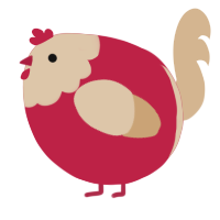A crimson and beige chicken with a head pattern