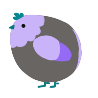 A grey and lilac chicken with a head pattern