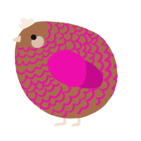 A brown and fuchsia chicken with a lace pattern