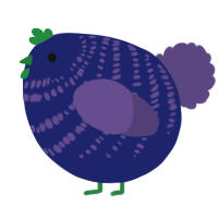 A navy and overcast chicken with a bar pattern