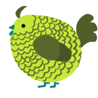 A lime and olive chicken with a lace pattern