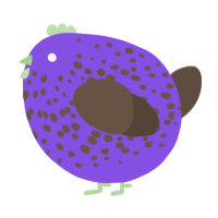 A blurple and bark chicken with a speckle pattern