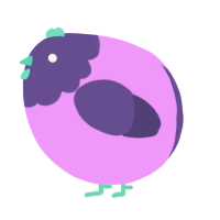 A lavender and overcast chicken with a head pattern
