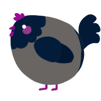 A grey and tumblr chicken with a head pattern