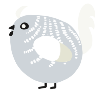 A mist and white chicken with a half-bar pattern