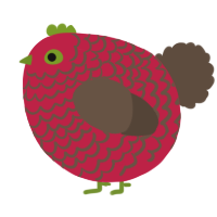 A crimson and bark chicken with a lace pattern