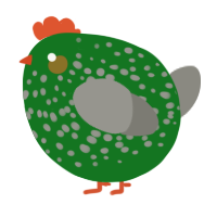 A leaf and ash chicken with a speckle pattern