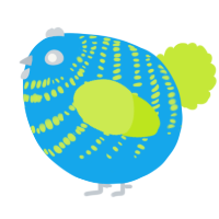 A sky and lime chicken with a bar pattern