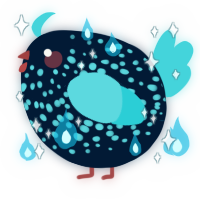 A tumblr and aqua chicken with a speckle pattern
