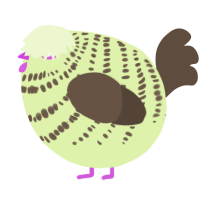 A apple and bark chicken with a bar pattern