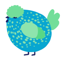 A cerulean and spring chicken with a speckle pattern
