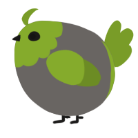 A grey and chartreuse chicken with a head pattern