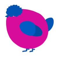 A fuchsia and ultramarine chicken