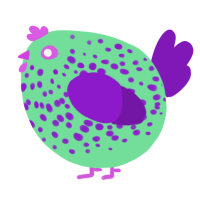 A spring and violet chicken with a speckle pattern