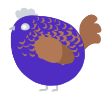 A indigo and brown chicken with a half-lace pattern