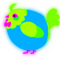 A sapphire and grass chicken with a head pattern