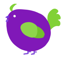A violet and grass chicken