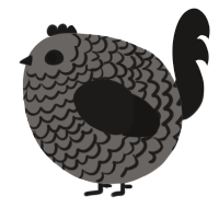 A grey and sable chicken with a lace pattern