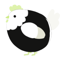 A black and white chicken with a head pattern