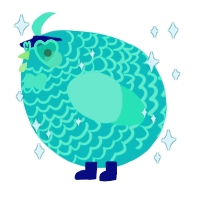 A teal and mint chicken with a lace pattern