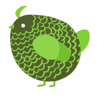 A olive and grass chicken with a lace pattern