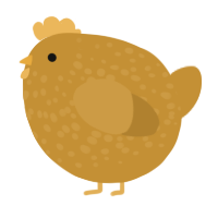 A gold chicken with a speckle pattern