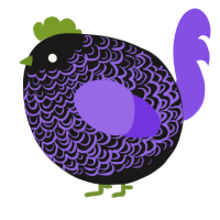 A sable and blurple chicken with a double-lace pattern