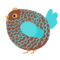A russet and aqua chicken with a lace pattern
