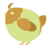A lemon and gold chicken with a head pattern