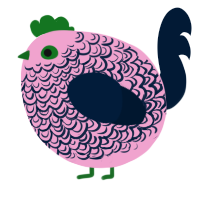 A pink and tumblr chicken with a double-lace pattern