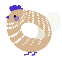 A beige and white chicken with a bar pattern