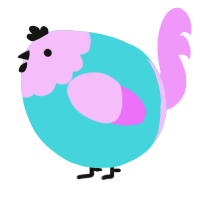 A aqua and lavender chicken with a head pattern