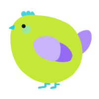 A lime and lilac chicken