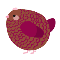A russet and maroon chicken with a lace pattern