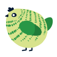 A lemon and viridian chicken with a bar pattern