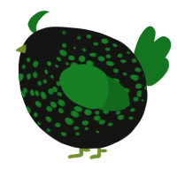 A black and leaf chicken with a speckle pattern