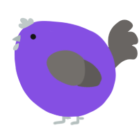 A blurple and grey chicken