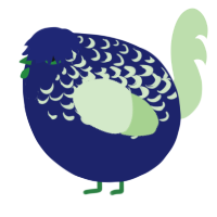 A navy and gluppy chicken with a half-lace pattern