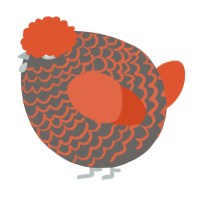 A grey and vermilion chicken with a lace pattern