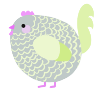 A silver and apple chicken with a lace pattern