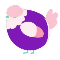 A violet and rose chicken with a head pattern