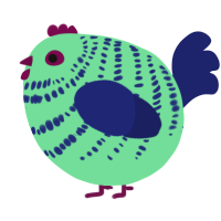 A spring and navy chicken with a bar pattern